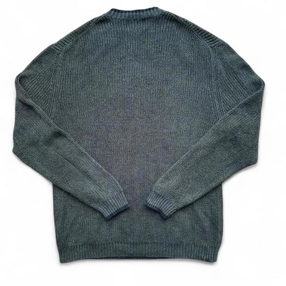 Eddie Bauer Mens Crew Neck Sweater Large Green Cotton Knit - Picture 2 of 3
